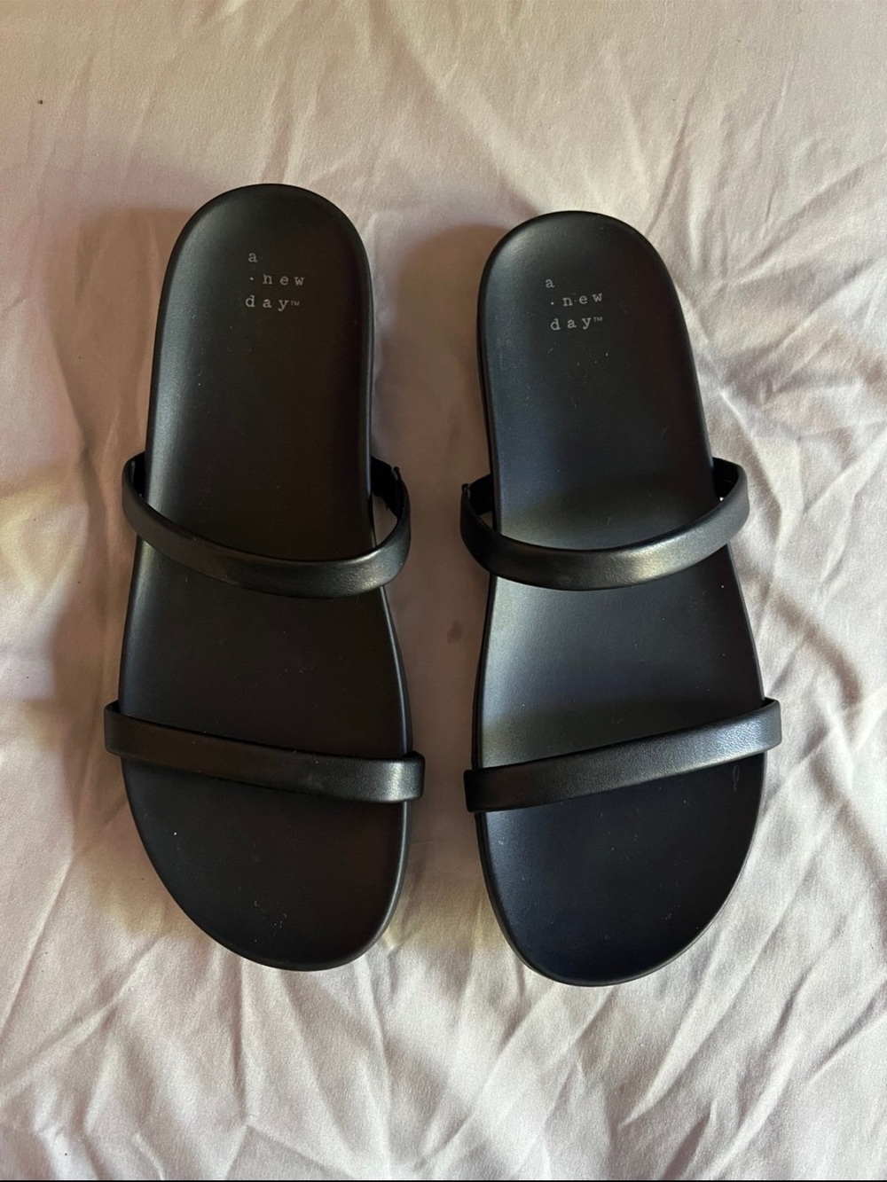 a new day Black Double-Strap Slide Sandals